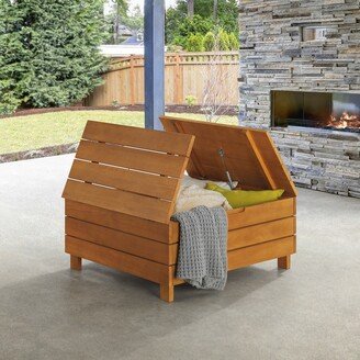Barton Outdoor Eucalyptus Wood Coffee Table with Lift Top Storage Compartment - Brown - 31.9 in W x 31.9 in D 14.6 in H