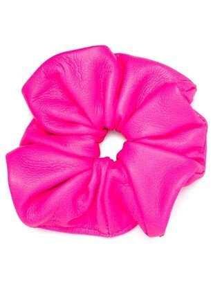 Elasticated Ruched Leather Scrunchie