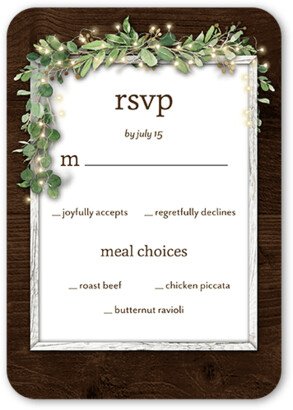 Rsvp Cards: Leafy Scroll Wedding Response Card, Brown, Standard Smooth Cardstock, Rounded