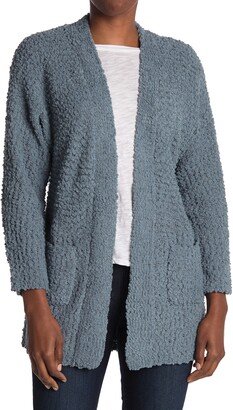 Open Front Patch Pocket Popcorn Cardigan