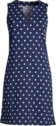 Women's Plus Size Cotton Jersey Sleeveless Swim Cover-up Dress Print - 2x - Deep Sea Polka Dot
