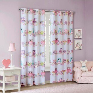 Gracie Mills Owl Printed Blackout Window Curtain Panel, Multi - 50x84