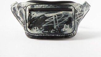 Explorer Graffiti-print Leather Belt Bag