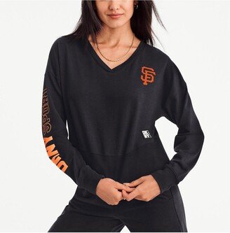 Women's Sport Black San Francisco Giants Lily V-Neck Pullover Sweatshirt