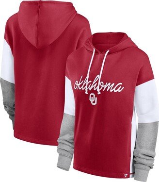 Women's Branded Crimson Oklahoma Sooners Play It Safe Colorblock Pullover Hoodie