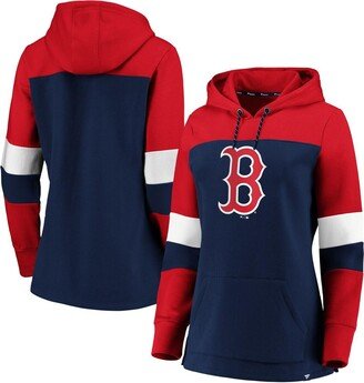 Women's Navy Boston Red Sox Plus Size Colorblock Pullover Hoodie