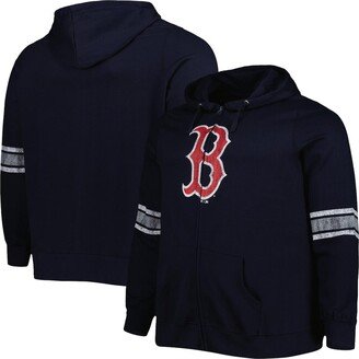 Women's Navy, Heather Gray Boston Red Sox Plus Size Front Logo Full-Zip Hoodie - Navy, Heather Gray