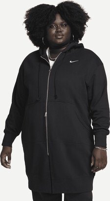 Women's Sportswear Phoenix Fleece Oversized Long Full-Zip Hoodie (Plus Size) in Black
