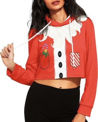 Camfuetible red Women's Long Sleeve Summer Cropped Sweatshirt