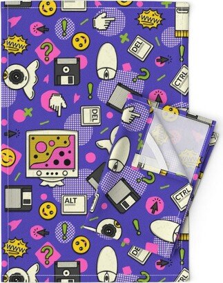 Retro 1990S Tea Towels | Set Of 2 - Y2K Computer By Simplulina Computers Emoticons Trend Linen Cotton Spoonflower