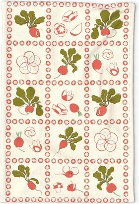 Retro Veggies Tea Towel - Cindy's Radishes By Lime Castle Hand Drawn Vegetable Kitchen Linen Cotton Canvas Spoonflower