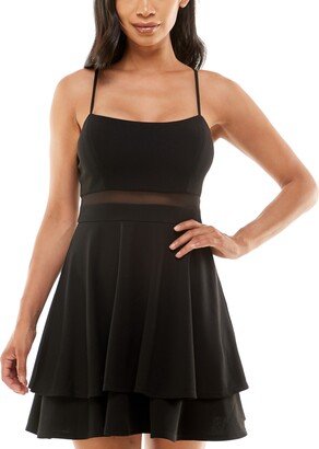 Juniors' Illusion-Waist A-Line Dress