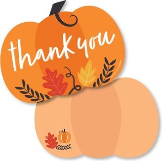 Big Dot of Happiness Fall Pumpkin - Shaped Thank You Cards - Halloween or Thanksgiving Party Thank You Note Cards with Envelopes - Set of 12