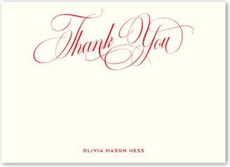Thank You Cards: Classic Flourish Script Thank You Card, Beige, 5X7, Matte, Signature Smooth Cardstock, Square