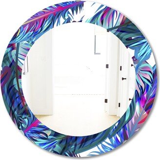 Designart 'Tropical Mood Blue 9' Printed Bohemian and Eclectic Oval or Round Wall Mirror