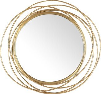 Mirrorize 20 DIA Gold Round Wall Mirror Modern Metal Circle Wire Rings Accent - 20 Diameter