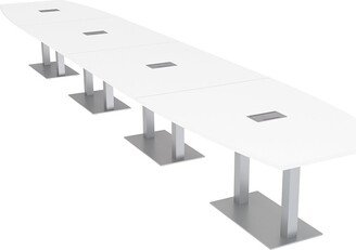 Skutchi Designs, Inc. 20 Person Modular Boardroom Table Boat Shaped Metal Bases Power Units