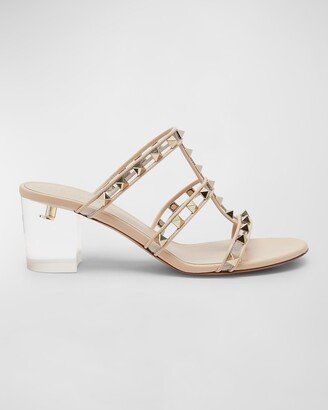 Rockstud Clear-Heel Slide Sandals