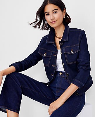 Petite Denim Jacket in Clean Dark Wash