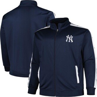 Men's Navy New York Yankees Big and Tall Tricot Track Full-zip Jacket