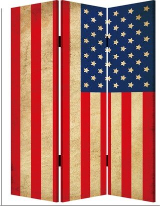 Alfie 71 Inch Folding Screen Room Divider, USA Stars and Stripes Design