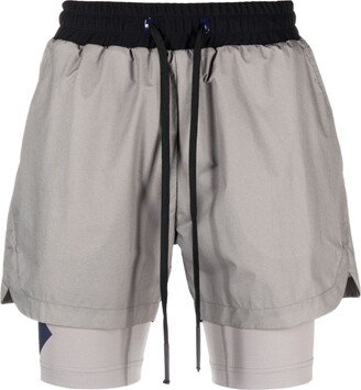 Drawstring-Waist Layered Track Shorts