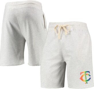 Men's Concepts Sport Oatmeal Minnesota Twins Mainstream Logo Terry Tri-Blend Shorts