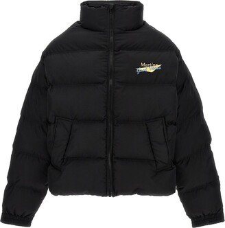 logo Embroidered Zip-Up Puffer Jacket