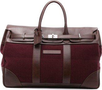 Purple Leather-Trim Holdall Bag