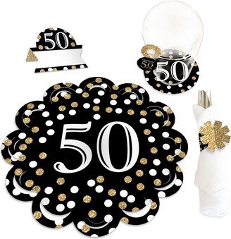 Big Dot Of Happiness Adult 50th Birthday Gold Party Paper Charger & Table Decor Chargerific Kit for 8