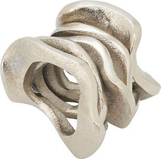 Saro Lifestyle Napkin Rings With Wavy Stacked Design (Set of 4), Silver, 1.5