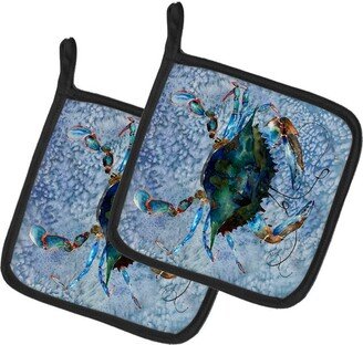Male Blue Crab Cool Blue Water Pair of Pot Holders