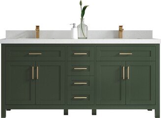 Cambridge 72 In. W X 22 D Double Sink Bathroom Vanity in Pewter Green With Quartz Or Marble Countertop | Modern Vanity Premium Q