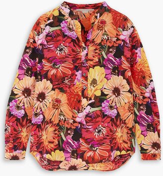 Floral-print silk crepe de chine blouse