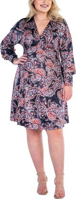 24seven Comfort Apparel Plus Size Dolman Long Sleeve Cocktail Dress