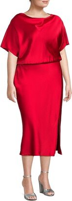 Renee C. Boat Neck Satin Midi Dress