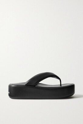 Rise Leather Platform Flip Flops - Black