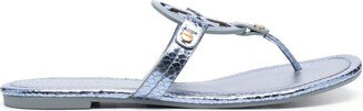 Miller python-effect leather flip flops