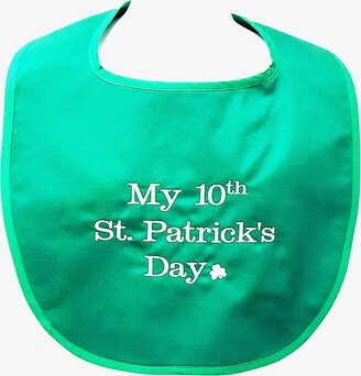 st. Patrick's Patty's Day Adult Bib, Green Shamrock, Personalized With Age, Birthday Gag Gift Exchange For Son, Husband, Wife, Agft 484