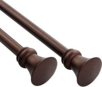 Deco Window 2 Pack Single Curtain Rod with Egyptian Round Finials & Brackets Set - 44