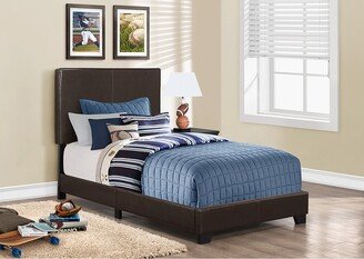 Bed, Twin Size, Platform, Bedroom, Frame, Upholste Pu Leather Look, Wood Legs, Transitional