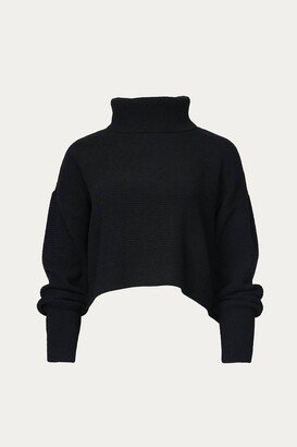 Slouchy Cropped Turtleneck Sweater In Black