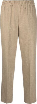 Tapered-Leg Cropped Tailored Trousers