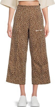 Leopard Print Wide Leg Crop Pants