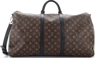 Keepall Bandouliere Bag Macassar Monogram Canvas 55-AA