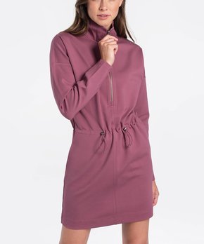 Thistle Mindset Cinch-Waist Pocket Half-Zip Dress - Women