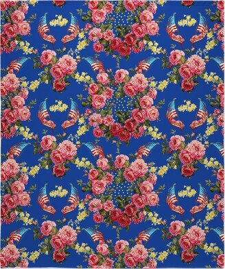 Fleece Photo Blankets: Americana Summer Roses - Blue Blanket, Fleece, 50X60, Blue