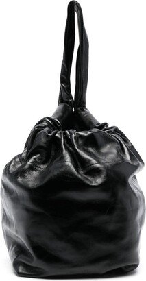 Drawstring Leather Bucket Bag