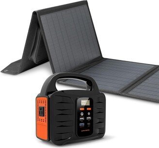 Alpha Digital Portable Power Station: 100W, 155Wh/42000mAh & 40W Solar Panel - Combo - Black/orange