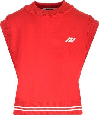 Logo Embroidered Crewneck Sleeveless Sweatshirt